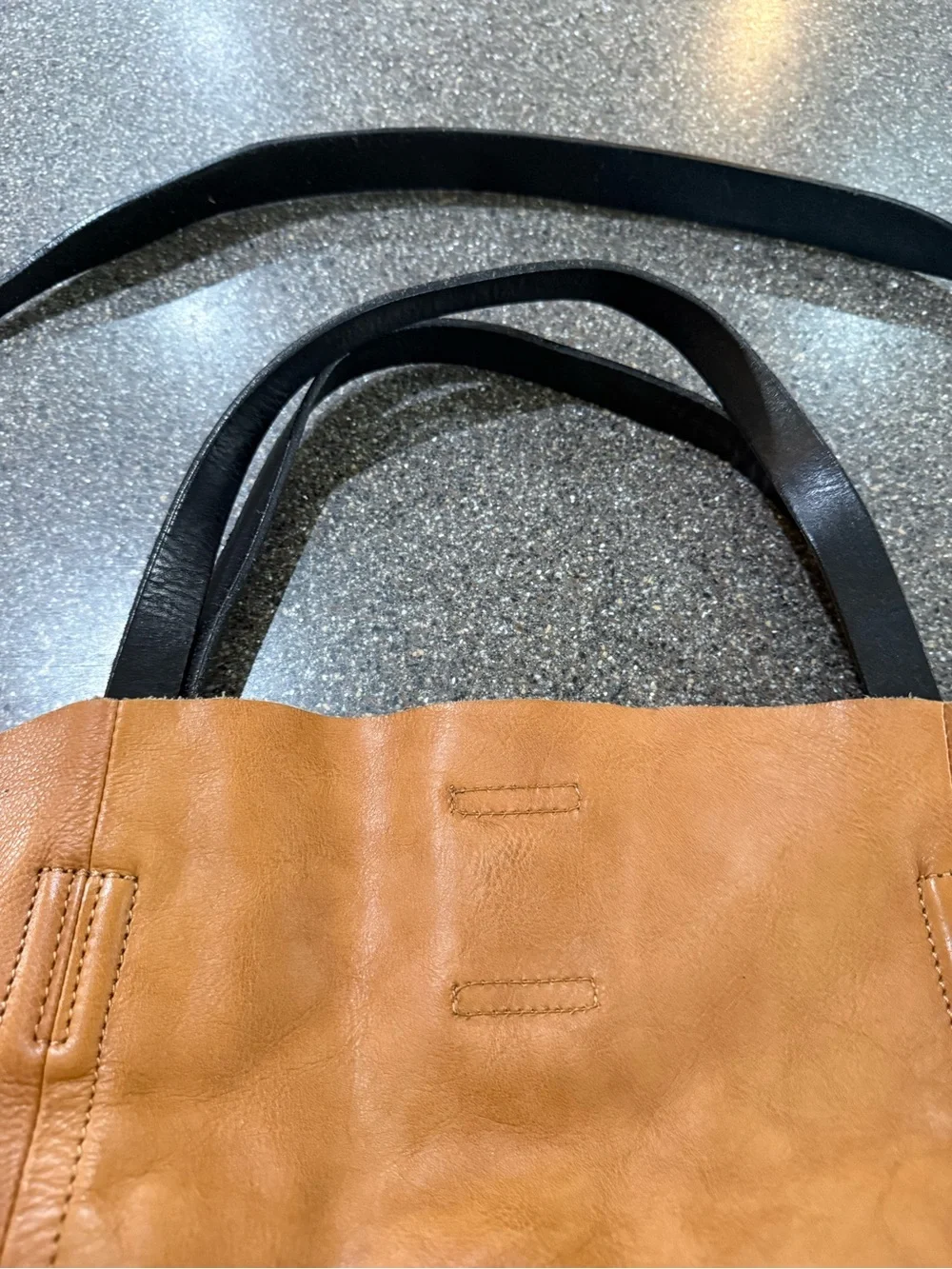 Old Trend Everyday Brown Leather Shoulder Bag with Black Straps